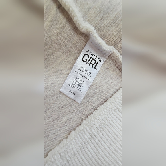 Athleta Girl Fleece Sherpa Full Zip Hoodie Jacket Oatmeal Heather size XL/14 - Picture 5 of 15